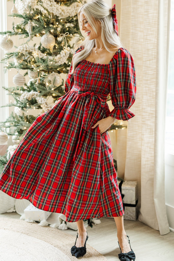 All I Want Red Tartan Plaid Midi Dress – Shop the Mint