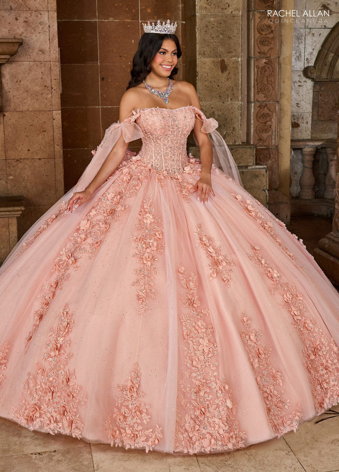 Applique Sheer Corset Quinceanera Dress by Rachel Allan RQ1132 