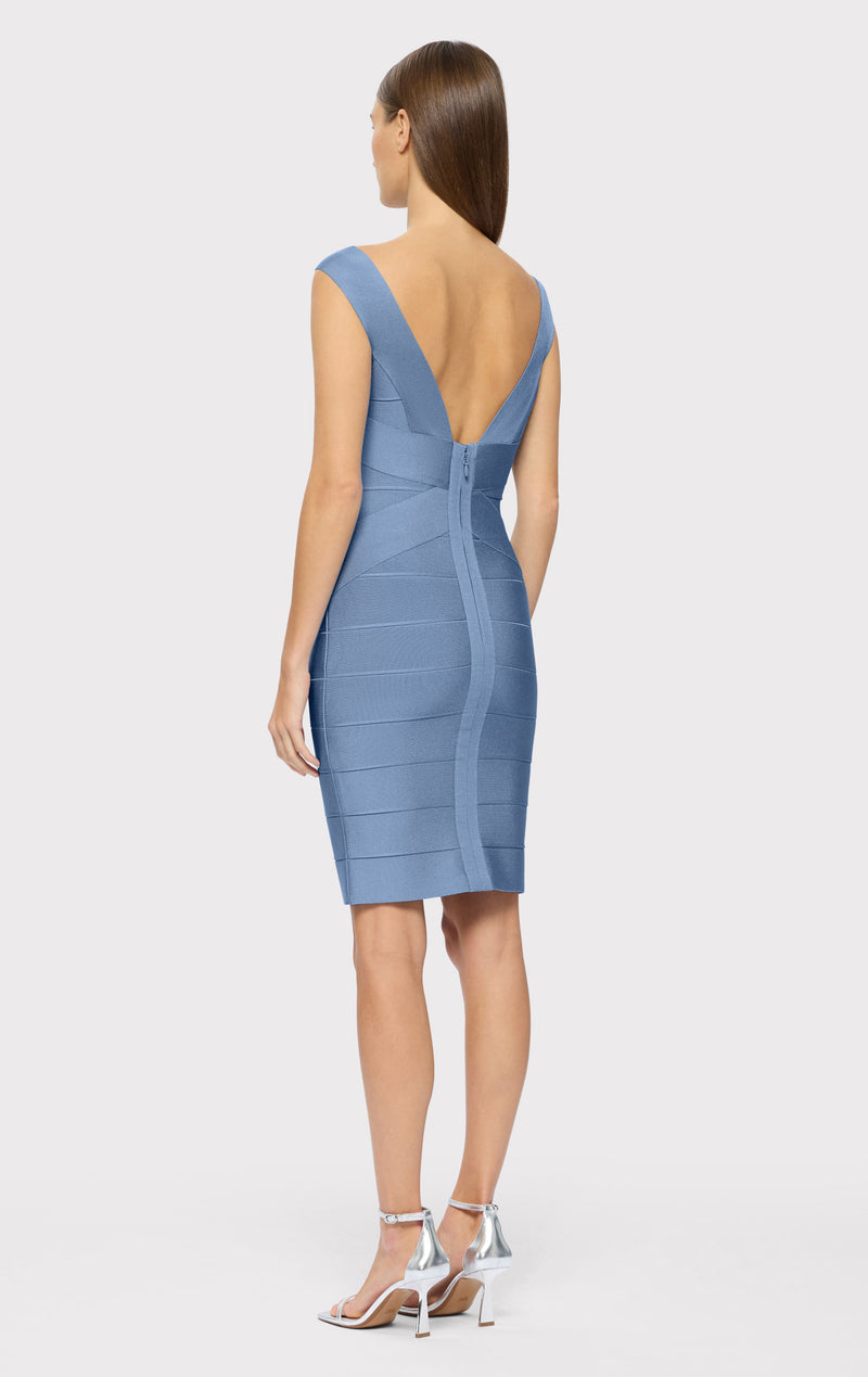 BATEAU CRISS CROSS WAIST BANDAGE DRESS – HERVÉ LÉGER