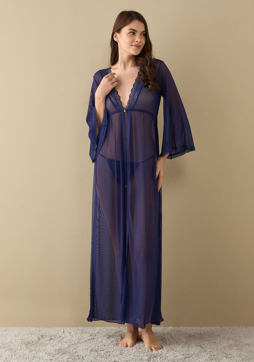 Belt Ladies Fashion Nighty Textured Night Dress With V-neck And ...