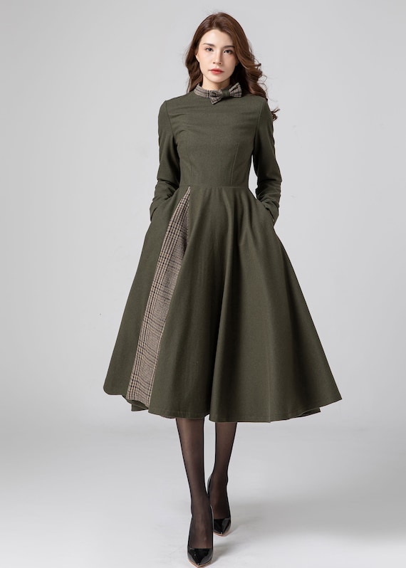 Buy Wool Dress Women, Midi Wedding Dress, Elegant Dress, Warm ...