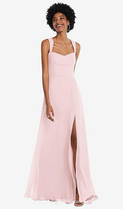 Contoured Wide Strap Sweetheart Maxi Bridesmaid Dress In Ballet ...