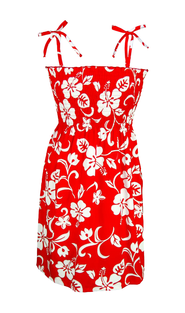 Hibiscus Paradise Smocked Tube Hawaiian Dress in Red – Paradise ...