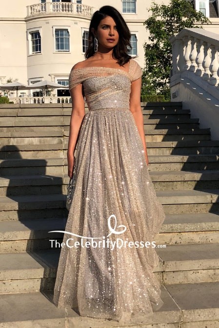Priyanka Chopra A-line Sparkly Formal Dress Royal Wedding ...