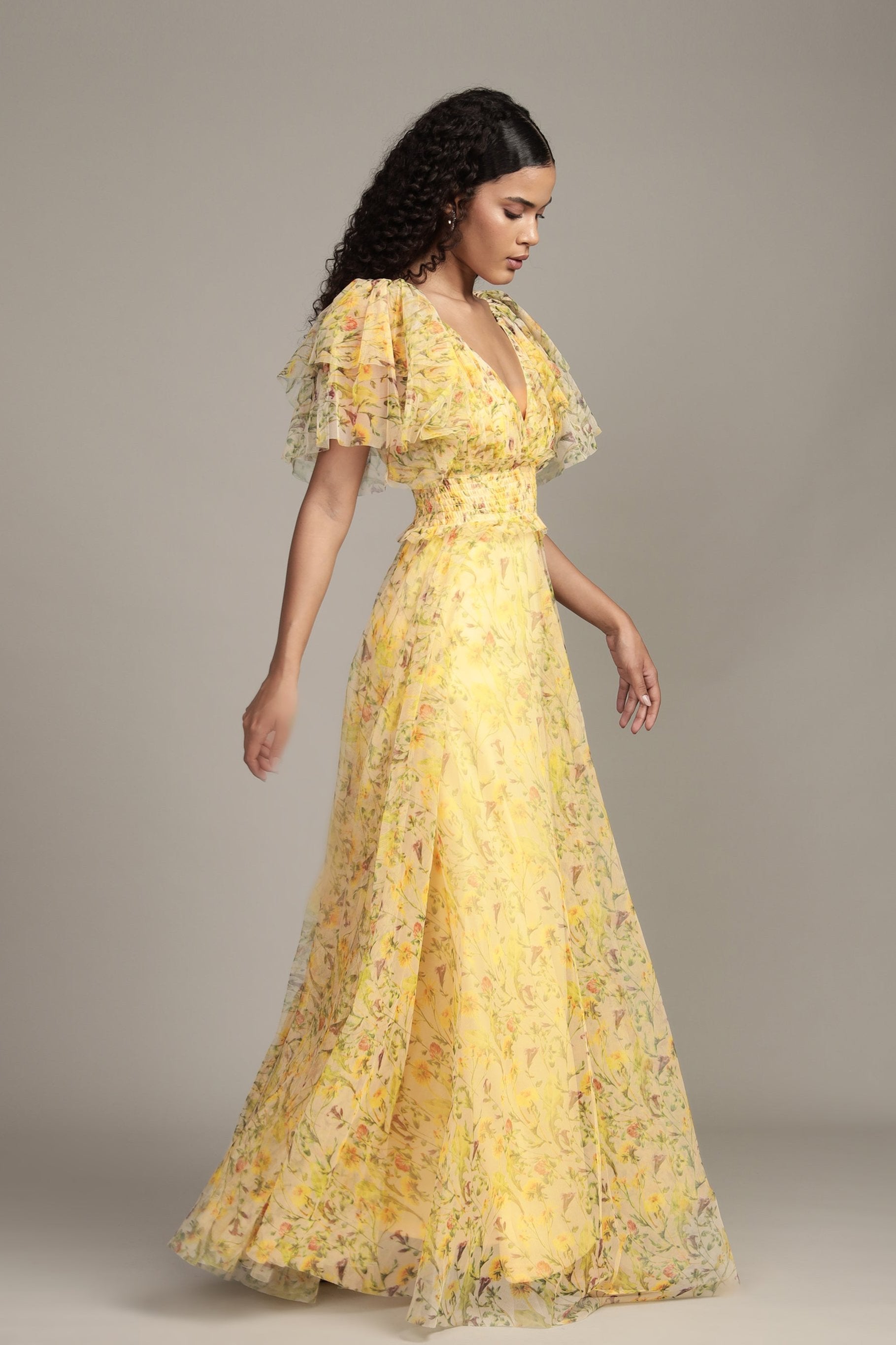 Shelby Yellow Printed Maxi Dress [google]