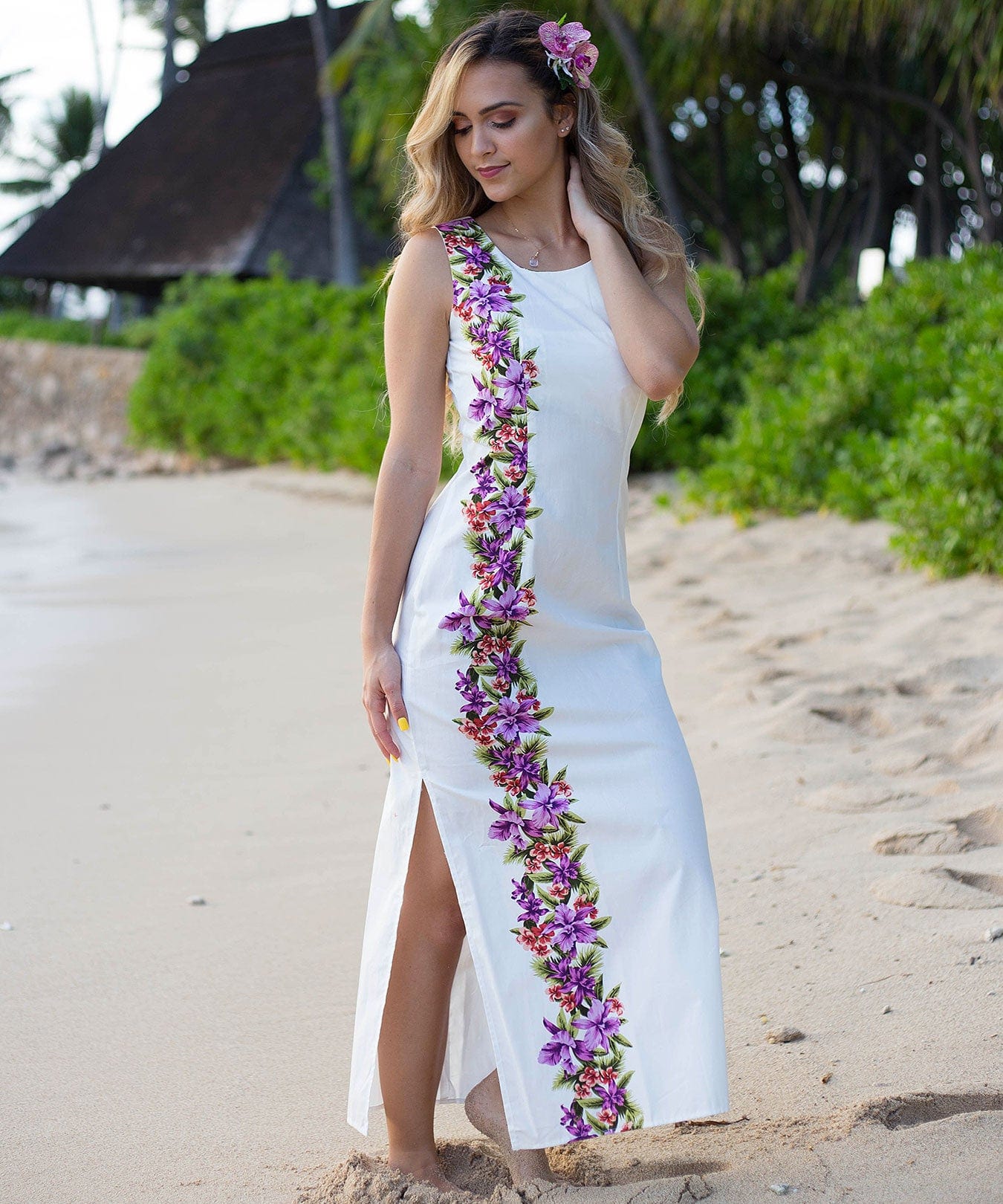 Violette Long Maxi Cocktail Hawaiian Dress – Shaka Time Team